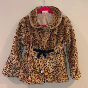 Little Girls Faux Fur Leopard Coat